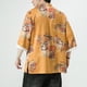 thumbnail image 4 of Camisas Hawaianas Para Hombre Camiseta de manga corta con cuello Vintage Tang para hombre, traje Tang con hebilla de placa, camisetas transpirables informales Hanfu para hombre (Yellow, XXL), 4 of 7