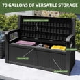 thumbnail image 3 of Uforic 70 Gallon Outdoor Storage Deck Bench with Armrests, Waterproof Lockable Storage Box for Patio, Garden, Pool & Porch, Black, 3 of 8