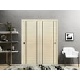 thumbnail image 3 of Sliding Closet Bypass Doors 56 x 84 inches | Planum 0017 Natural Veneer with Frosted Glass | Sturdy Rails Moldings Trims Hardware Set | Wood Solid Bedroom Wardrobe Doors, 3 of 6
