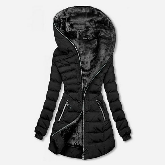 EGNMCR Womens Long Puffer Coat, Long Sleeve Padded Winter Down Coats, Hooded Parka Jacket Fashion Women Hooded Outwear Ladies Warm Coat Long Padded Slim Jacket Women Coat