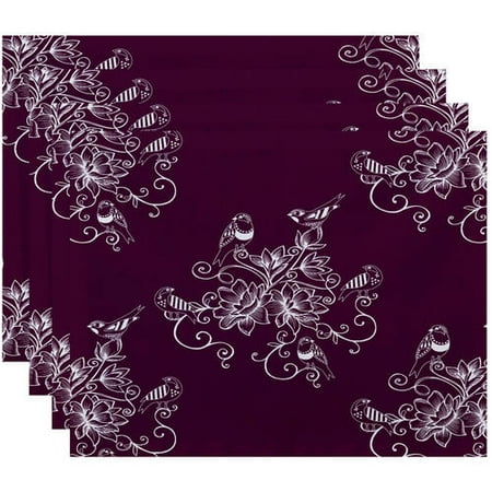 

Simply Daisy 18 x 14 Morning Birds Floral Print Placemats Set of 4