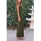 thumbnail image 4 of Vestido PRETTYGARDEN 2025 Verano Maxi Largo sin Mangas con Volantes L - Verde Militar, 4 of 8