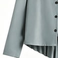 thumbnail image 4 of LEKWK Girls Formal 2 Piece Outfit Lapel Long Sleeve Button Down Pleated Top and Elastic Waist Straight Leg Pants Casual Matching Suit For Stage Performance, 4 of 6