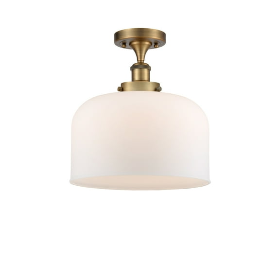 Innovations Lighting Ballston Urban Bell - 1 Light 12" Semi-Flush Mount Brushed Brass/Matte White