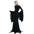 thumbnail image 2 of LVCBL Gothic Vintage Halloween Dress For Women Deep V Shape Collared Long Sleeved Dress S-2XL, 2 of 2