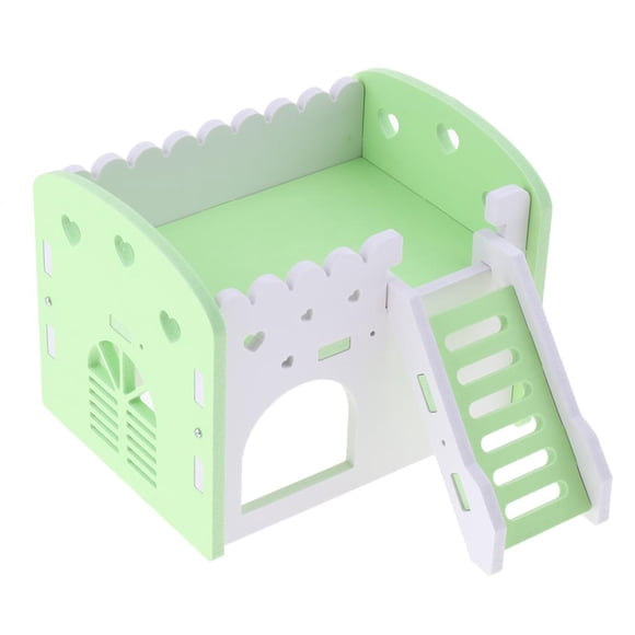 Cute Small Animal Hideout Hamster House Deluxe Wooden Hut toys - verde