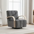 thumbnail image 5 of Resenkos 30.3"W Upholstered 360° Swivel Accent Chair, Solid Wood Armrests, Comfy Channel Tufted Lounge Reading Chair, Single Sofa Armchair, Charcoal, 5 of 11