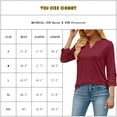 thumbnail image 3 of VDJ Women Blouses Casual V Neck T Shirt Loose Fit Solid Color 3 4 Length Sleeve Ladies Elegant Wine Red Tunic Tops Size XXL, 3 of 9