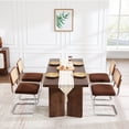 thumbnail image 2 of Zesthouse Rattan Dining Chairs set of 4, Modern Chenille Upholstered Dining Room Chairs with Natural Cane Mesh & Chrome Base, Mid Century Kitchen Chairs for Living Room, Brown, 2 of 10