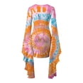 thumbnail image 4 of Women Halloween Cosplay Long Sleeve Dress Round Neck Ghost Pumpkin Skull Print Holiday Dress Irregular Hem Mini Dress Multi-Color Optional Fashion Casual Slips, 4 of 5