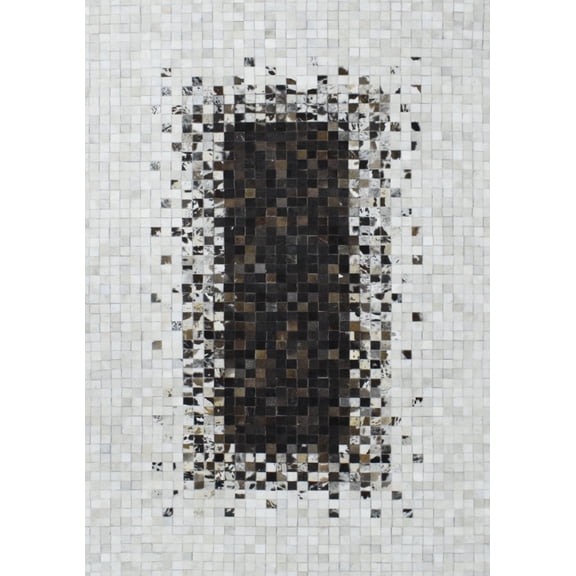 New Hairon 5x8 Leather Handmade Brown and Ivory Area Rug, Hand Stitched Genuine Luxury Leather Rug | LR8