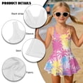 thumbnail image 5 of Uorisanigo Swimsuit One Piece for Kids Size 3-4 Polyester and Spandex Beach Swim Dress Modest Bathing Suit Swimwear Beach Sport, Pink Palm Tree, 5 of 6