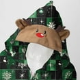 thumbnail image 4 of SwiftWear Green Plaid Christmas Matching Pajamas for Family One Piece Zipper Sleepwear with Elk Antler Hood Soft Loungewear, 4 of 5