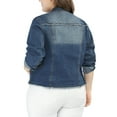 thumbnail image 4 of MODA NOVA Juniors Plus Size Outfits Classic Washed Front Frayed Denim Jacket, 4 of 7