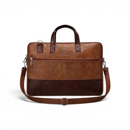 HANDMADE Vegan Leather Laptop Bag for Men | Office Briefcase with Shoulder Strap | Stylish Business Messenger Bag for 15.6 Inch Laptop, Documents & Travel