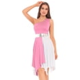 thumbnail image 6 of iiniim Women's Sleeveless Liturgical Praise Dance Color Block Irregular Hem Lyrical Worship Dress Dancewear Light Pink XL, 6 of 7
