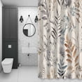 thumbnail image 4 of Vintage Pastoral Leaves Shower Curtain for Bathroom Decor, Brown Leaf Farmhouse Linen Texture Waterproof Fabric Shower Curtain, 48"x72" Set with 12 Hooks, 4 of 9