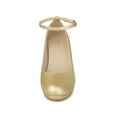 thumbnail image 5 of BLISSFUL STEP Valentine's Women' Shoes Round Toe Stiletto Heel Ankle Strap Pumps Gold 9.5, 5 of 7