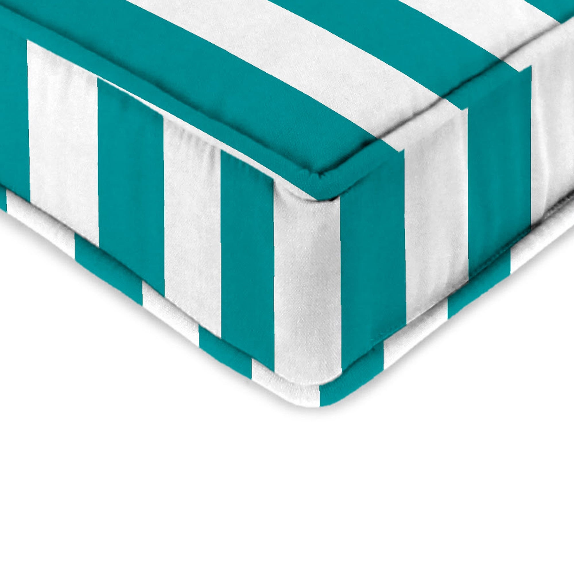 Jordan Manufacturing 45" x 22" Awning Turquoise Stripe Rectangular Outdoor Deep Seating Chair Seat and Back Cushion with Ties and Welt
