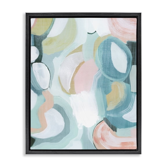 Stupell Industries Contemporary Pastel Round Forms Black Floating Frame Canvas Art, 17 x 21, by Grace Popp