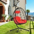 thumbnail image 2 of Wicker Hanging Egg Chair with Stand, Hammock Egg Chairs with Hanging Kits, Soft Cushion & Pillow, Large Swing Lounge Chair, Outdoor Indoor Patio Balcony Bedroom Relaxing Basket Chair, 2 of 9