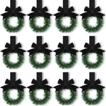 Dalrosia 12PCS Christmas Kitchen Cabinet Wreaths with Plaid Bow Ribbon Hanging Cabinet Doors Wreaths Decorative for Kitchen Window Outdoor Indoor Holiday Decor
