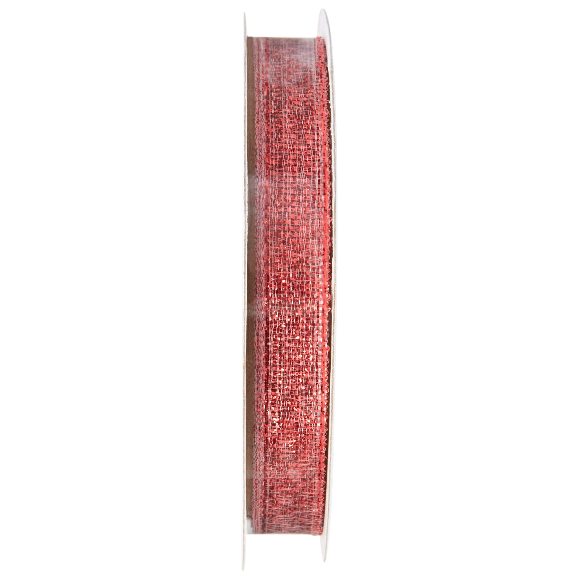 (3 pack) Offray Ribbon, Red 3/8 inch Galena Metallic Ribbon for Wedding, Crafts, and Gifting, 9 feet, 1 Each