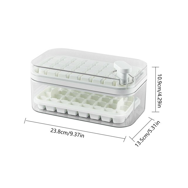 Bandeja De Hielo Herramientas de bandeja de cubitos de hielo de doble capa de molde de hielo DIY con tapa y pala de hielo (blanco) Likrtyny Libre de BPA