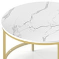 thumbnail image 6 of DEXTRUS 2-Tier Round Coffee Table Marble Center Cocktail Table with Glass Open Storage Shelf, White, 6 of 7