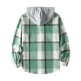 thumbnail image 4 of Charmgo Flannel Shirt for Men, Men's Autumn and Winter Casual Long Sleeve Hooded Plaid Shirt Striped Flannel Shirt Men, Tshirts Shirts for Men Green M, 4 of 4