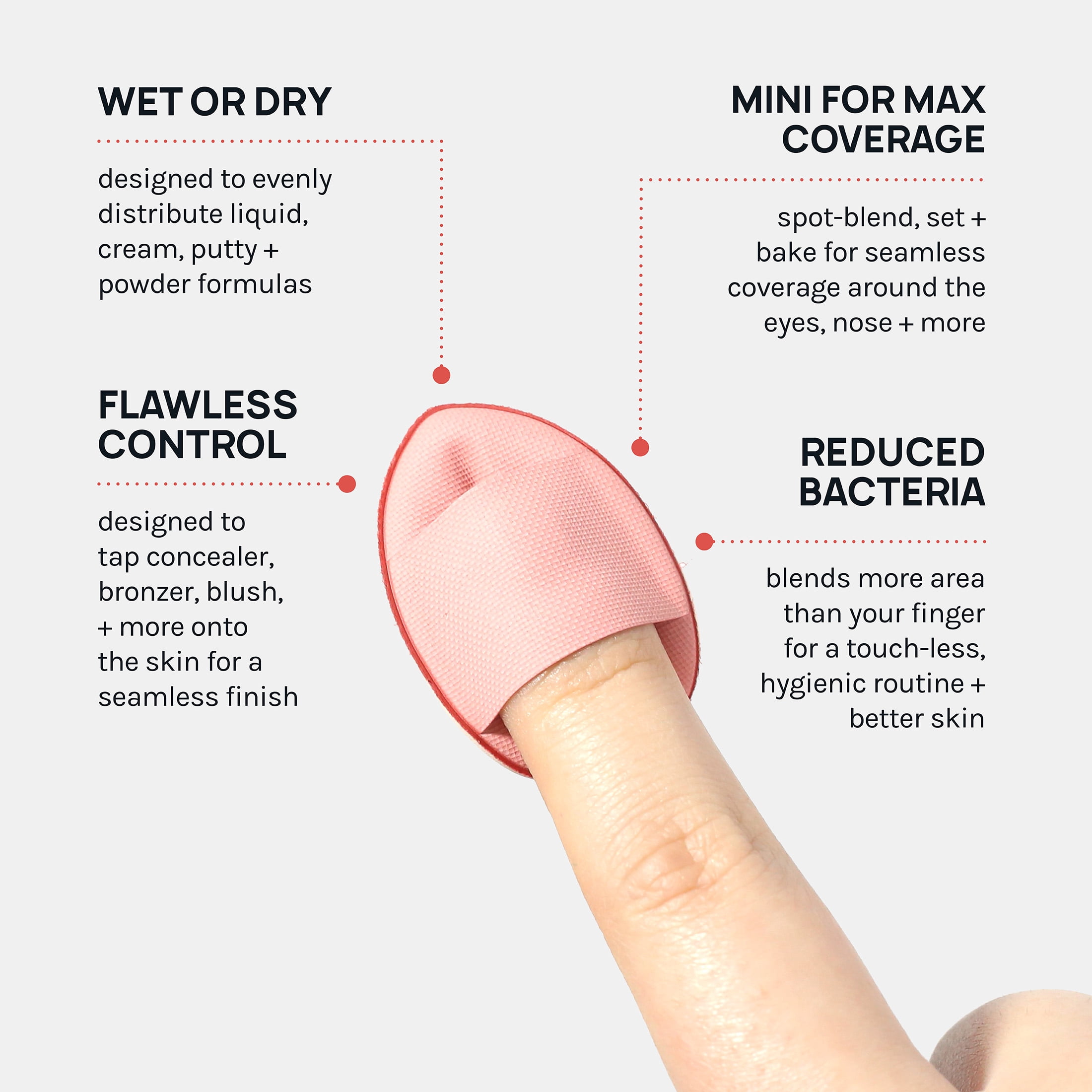 a2o Lab Mini Finger Makeup Puffs, Makeup Sponge, 6 Count