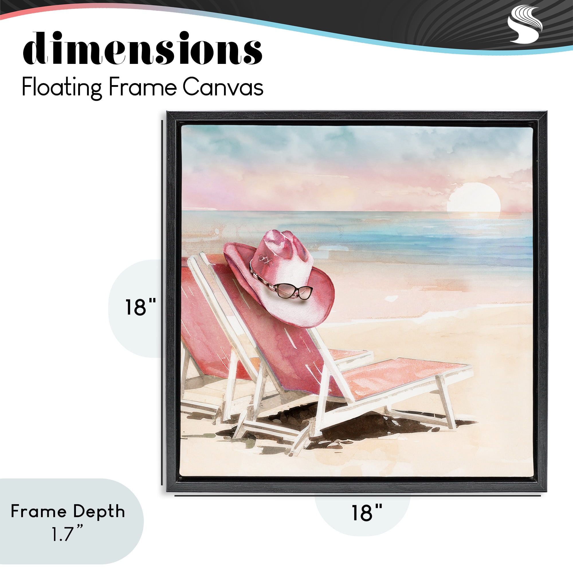 Stupell Industries Blush Pink Beach Chairs Black Framed Floater Canvas Wall Art, design by Paul Mathenia