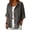 Gray, variant on LEKODE Women Stand Collar Three Quarter Rolled Sleeve Wood Button Dual Side Patch Pockets Solid Smooth Linen Short Casual Layering Jacket Lightweight Spring Daily Office Outer Topper Beige L