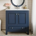 thumbnail image 4 of Fnova 30" Modern Bathroom Vanity with Sink, Freestanding Bathroom Vanities Cabinet, Bathroom Sink Cabinet with 2 Doors and 1 Drawer, Solid Wooden Frame, Navy Blue, 4 of 12