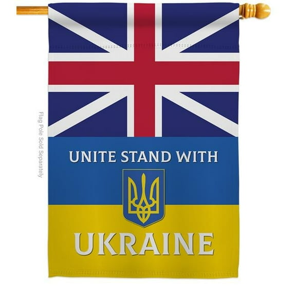 USA Decoration H170263-BO UK Stand with Ukraine Support Cause 28 x 40 in. Double-Sided Decorative Vertical House Flags for Decoration Banner Garden Yard Gift