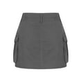 thumbnail image 4 of Maoxin Women Skirt Women's Zipper Button High Waist Short Skirt Summer Solid Irregular Pockets Skirt ,Gray,XL, 4 of 4