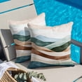 thumbnail image 5 of Teal Brown Ombre Throw Pillow Cover Abstract Art Modern Waves Cotton Linen Cushion Cover Throw Pillow Case with Invisible Zipper for Couch Sofa Bed Chair Car 18x18 Inch, 5 of 14