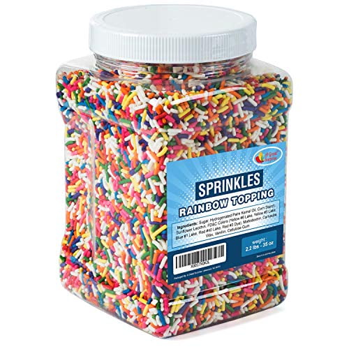 Sprinkles Rainbow Topping in Resealable Container, 2.2 LB Bulk Candy