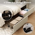 thumbnail image 6 of Sailvan Queen Bed Frame with Tall Wingback Headboard,Upholstered Platform Bed Frame with Charging Station, 4 Storage Drawers, Button Tufted, Easy Assembly, No Box Spring Needed, Beige, 6 of 8