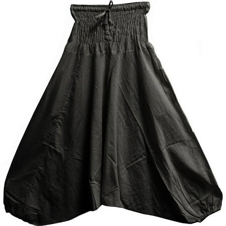 Young Men's Aladdin Alibaba Organic Cotton Gypsy Hippie Yoga Harem Pants - Black