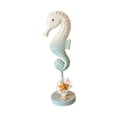 thumbnail image 2 of Adorno de caballito de mar con temática oceánica, decoración marina para el hogar, estatua de casa de playa de madera Azul claro, 2 of 9