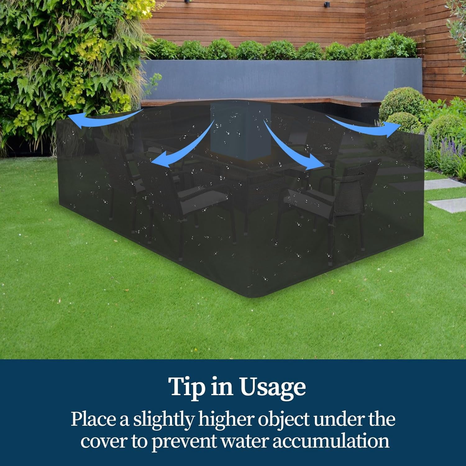General Patio Furniture Cover Waterproof Outdoor Rectangular Coffee Table Cover with Seal Tape at Seams (48" L x 28" W x 16" H, Black)