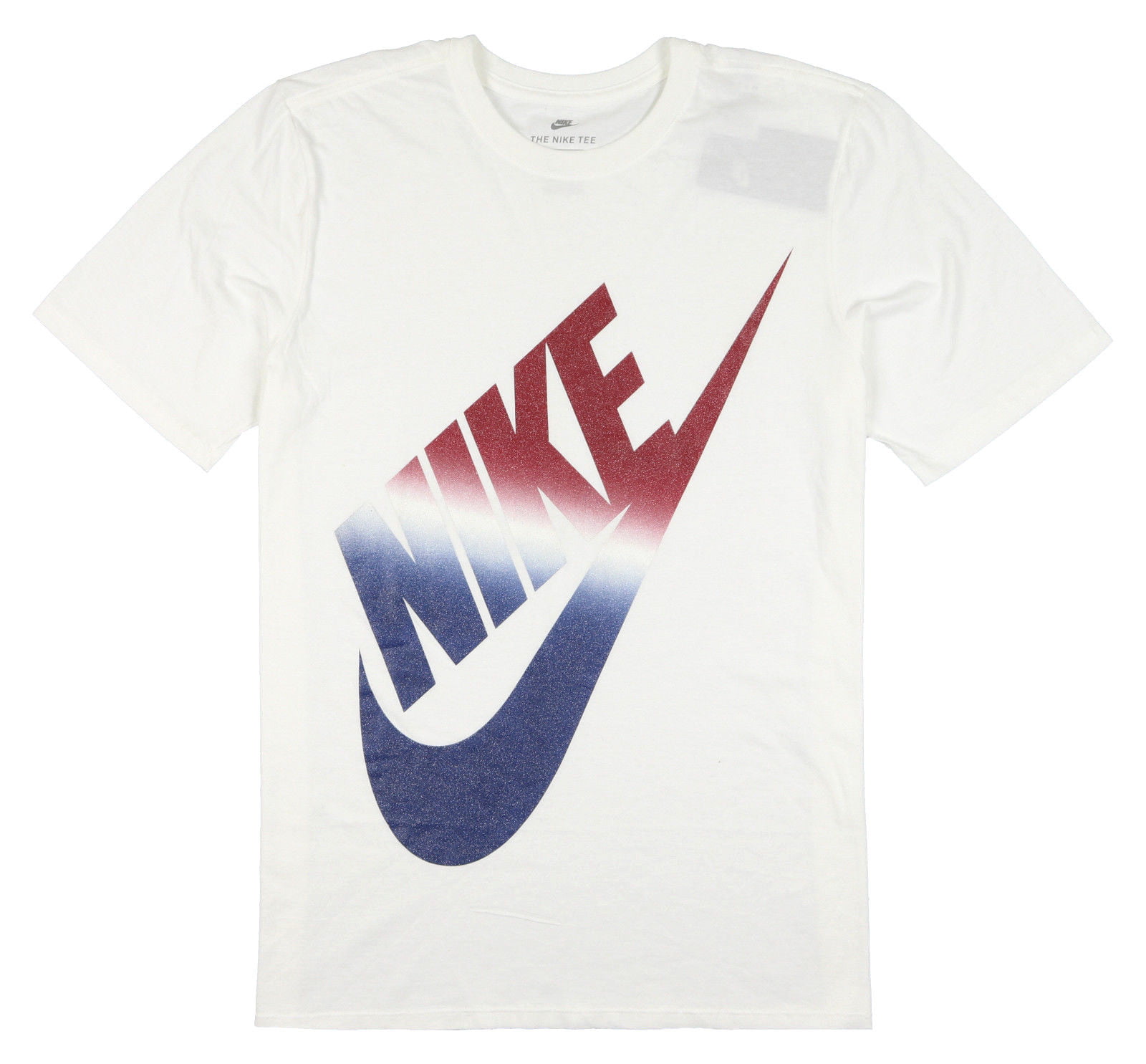 white nike shirt with red logo