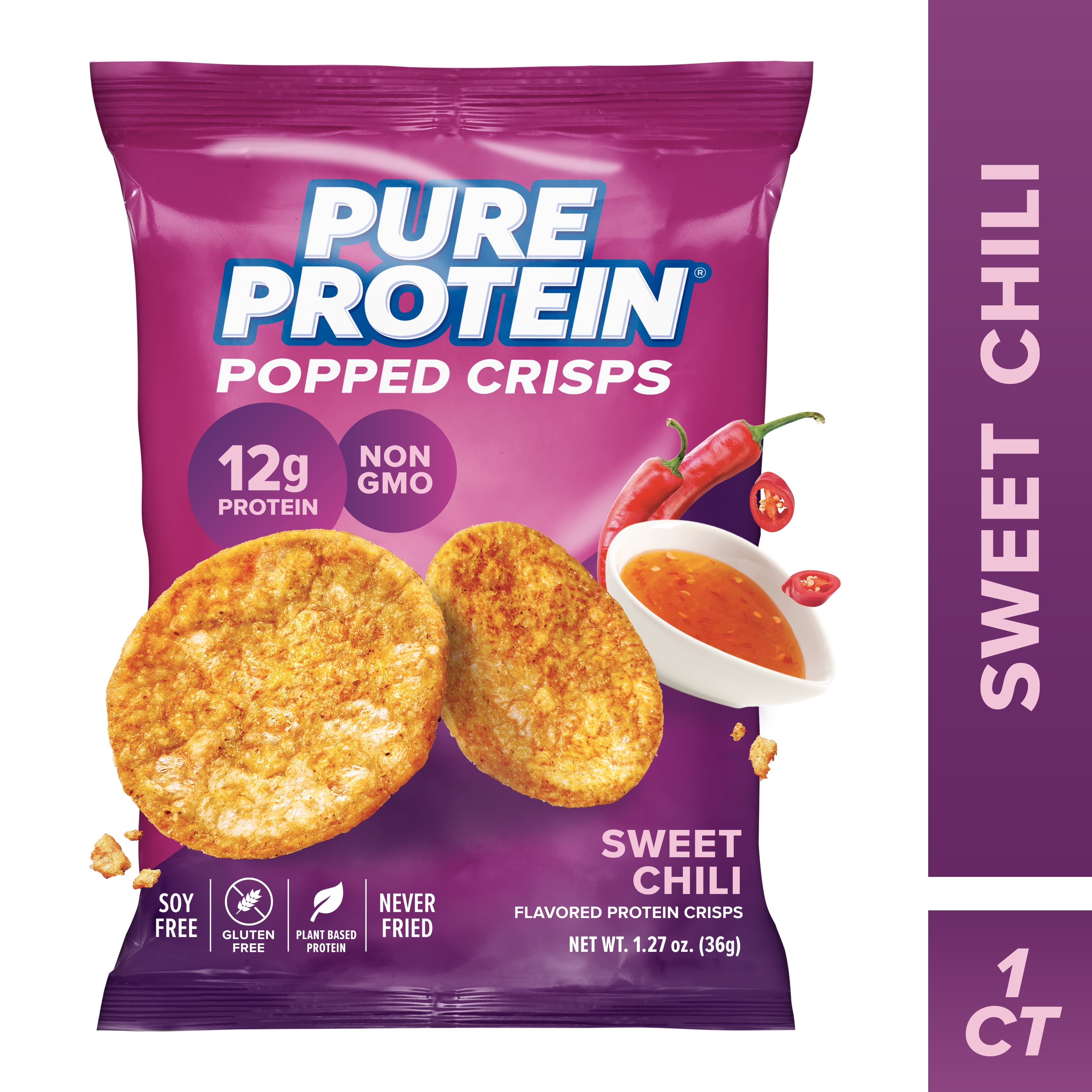 (2 pack) Pure Protein, Popped Crisps, Sweet Chili, 12g Protein, 1.27 oz