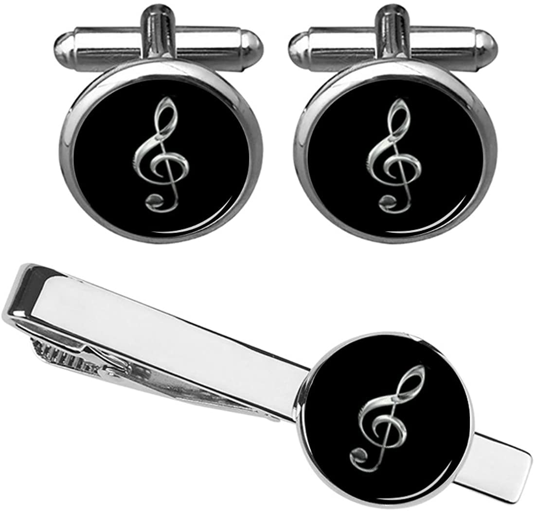 Mens Silver Musical Note Cufflinks & Gift Box By Onyx Art 