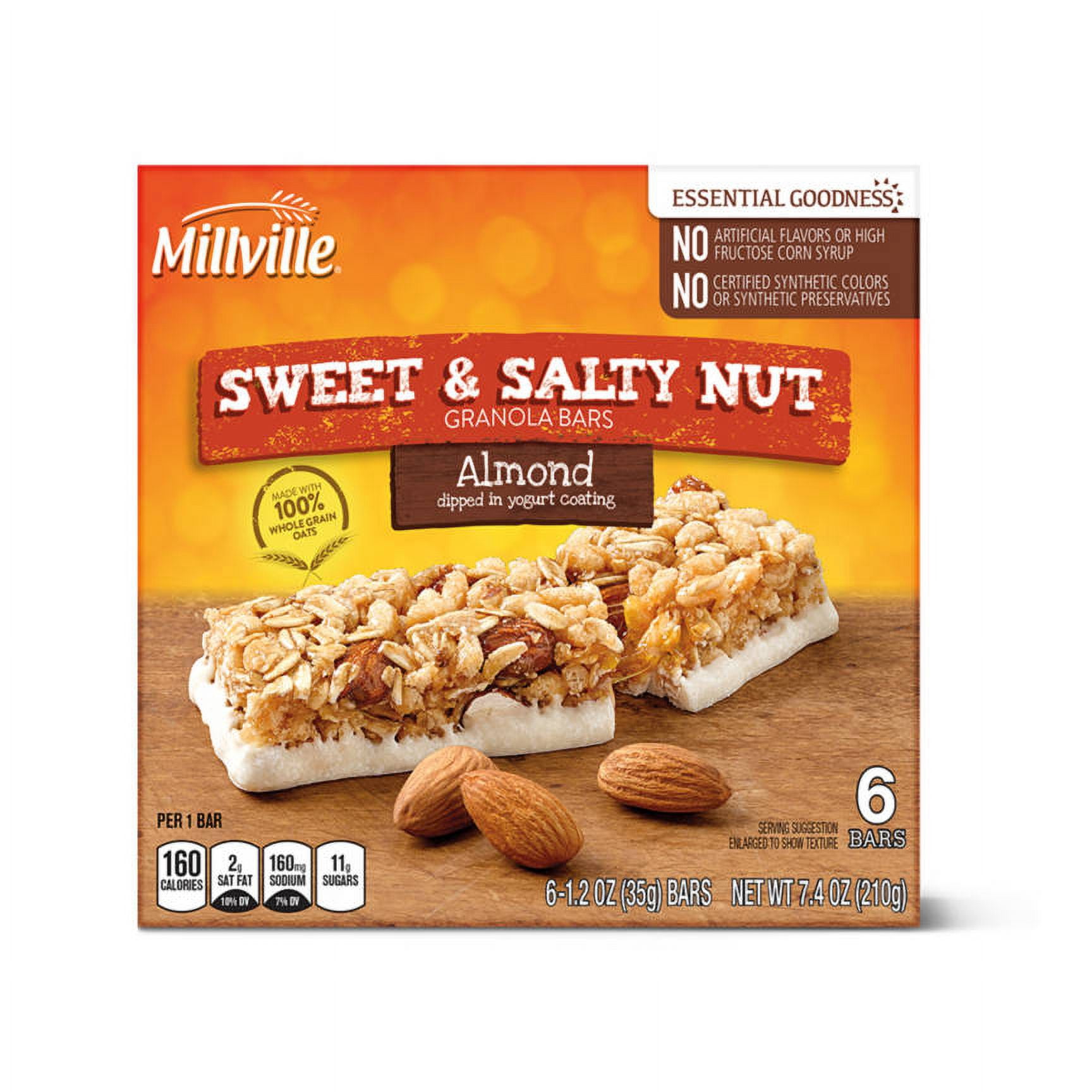 Millville Almond Sweet and Salty Nut Granola Bars, 6 Count - Pack of 3