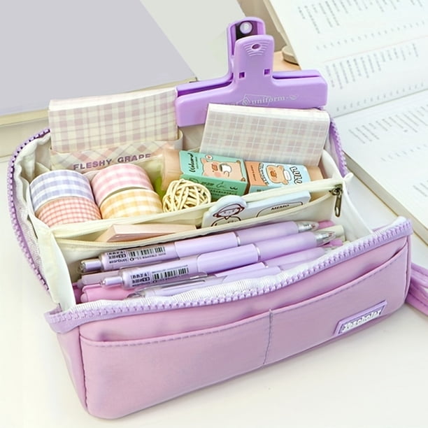 1pc Bolsa De Papelería, Estuche Para Lápices, Estuche Para Lápices De Gran Capacidad, Estuche Para Lápices Portátil, Caja De Papelería Para Cosméticos, Regalos Portátiles, Adecuado Para Oficina, Escue