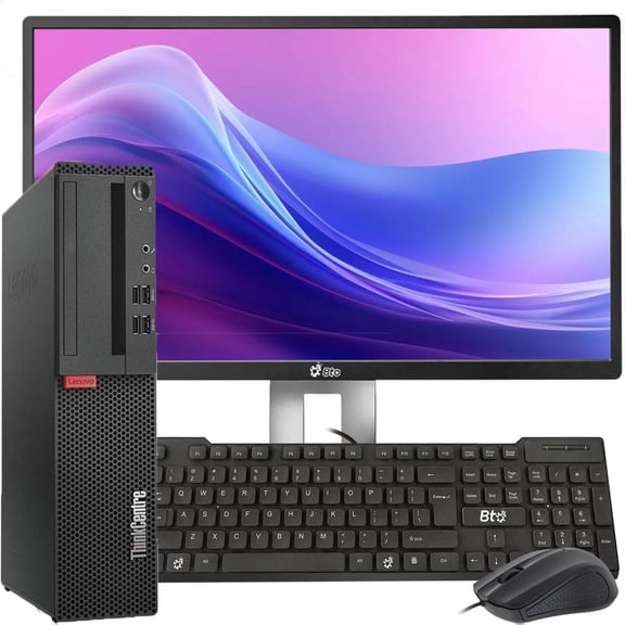 Restored Lenovo ThinkCentre M910S Desktop Computer PC - Intel Core i5-7500 7th Gen - 8GB DDR4 Ram - 256GB SSD - 22-in LED Monitor - WiFi - Keyboard & Mouse - Windows 11 Pro