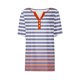 thumbnail image 5 of Fiudx Ofertas y Liquidaciones Camiseta Casual de Moda para Mujer Blusas Estampadas a Rayas Degradadas Top con Botones y Cuello En V, 5 of 5