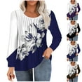 thumbnail image 5 of HKEJIAOI Tunique à Manches Longues Bouffantes pour Femmes Blouses Florales Plissées Décontractées Col Rond T-Shirts Mode Automne 2024 S, 5 of 5